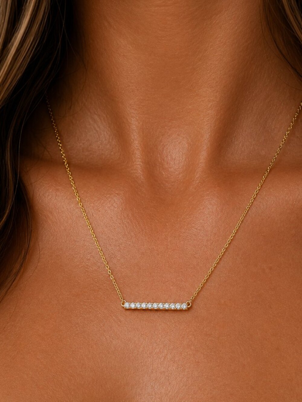 “BELLA” Gold Bar Bling Necklace